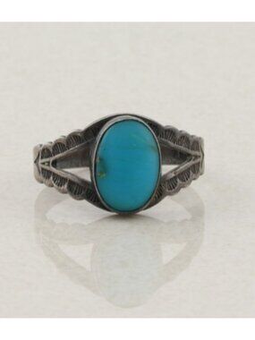 Sterling Silver Natural Turquoise Ring Size 6 1/4